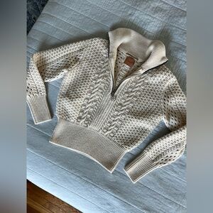 Scotch & Soda Quarter Zip Cream Cable Knit Sweater